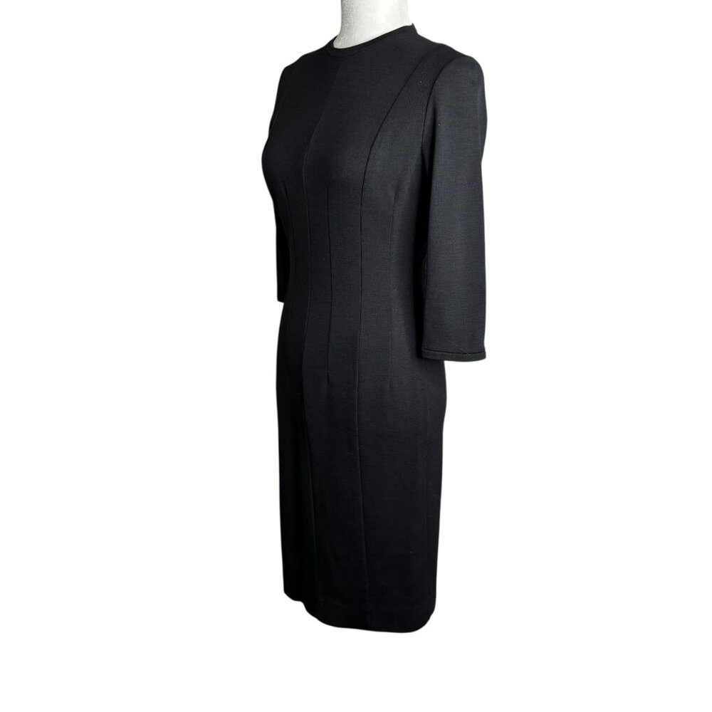 Vintage 60s Betty Barclay Pencil Dress S Black Wiggle Midi Zipper Union Made - Picture 9 of 11